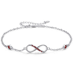Sterling Silver Endless Love Symbol Anklet Charm Adjustable Chain Anklets For Women - Otaj Gifts