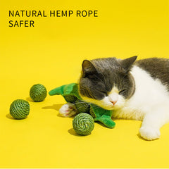 3PCS Cat Toy Balls, Interactive Pet Play Balls Sisal Rope Scratching Chew Ball Toy With Rustling Sound Pea Pod Storage For Indoor Kitten Training Hunting - Otaj Gifts