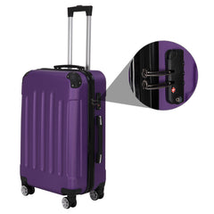 Three In One Handle Universal Wheel With 4 Corner Guards Pull Rod Box, 20in, 24in, 28in ABS Aluminum Alloy Pull Rod, Classic Color Scheme - Dark Purple - Otaj Gifts