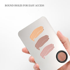 Stainless Steel Cosmetic Makeup Palette, Professional Cosmetic Mixing Makeup Palette Spatula Makeup Artist Tool, Beauty Salon Color Cream Mixing Palette With A Spatula Makeup Nail Art Palette - Otaj Gifts