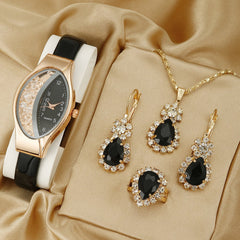 Fashion Watch Gift Suit Quartz Watch Necklace Bracelet Ring Stud Earrings - Otaj Gifts