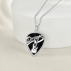 Sterling Silver Music Guitar Pick Pendant Necklace Jewelry Gifts for Women - Otaj Gifts