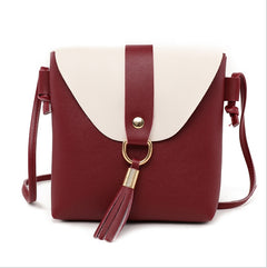 New Korean version of the contrast color female shoulder diagonal package PU soft face ladies bag - Otaj Gifts