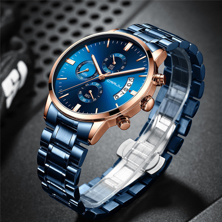 CRRJU six-pin steel band solid men's personalized watch - Otaj Gifts