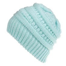 Mixed Color Knitted Wool Hat Ladies Non-labeled Ponytail Hat - Otaj Gifts