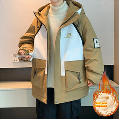 Winter Fleece-lined Thickened Boy Warm Work Clothing Hooded Cotton Coat Jacket - Otaj Gifts