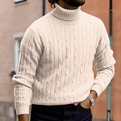 Men's Sweater Casual Retro Twisted Flower Turtleneck Knitting - Otaj Gifts