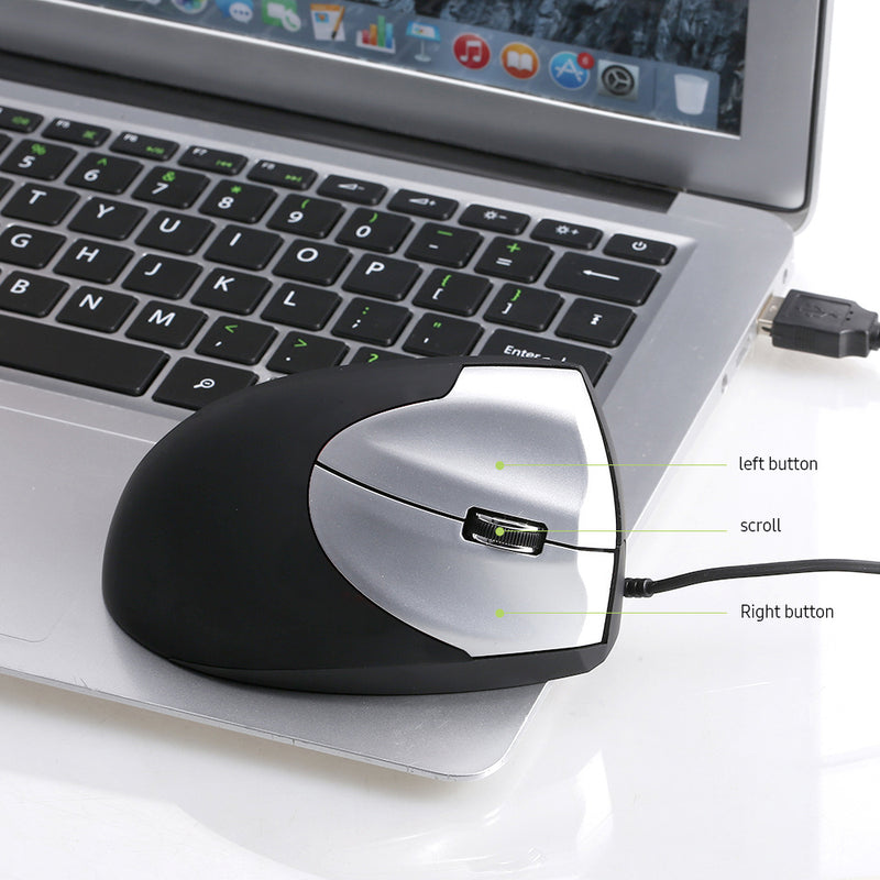Vertical Wired Mouse Ergonomic Optical 3 Key Gaming Office Mouse for PC /Laptop Black - Otaj Gifts
