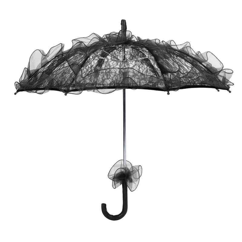 Wedding Bride Umbrella Unique Foldable Lace Fabric Parasol Umbrella Performance PropsBlack - Otaj Gifts