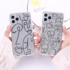 Face art line color painting mobile phone case - Otaj Gifts