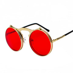 New Vintage Round Steampunk Sunglasses Flip-Up UV Protection Metal Frame Men And Women Summer Cycling Sun Glasses - Otaj Gifts