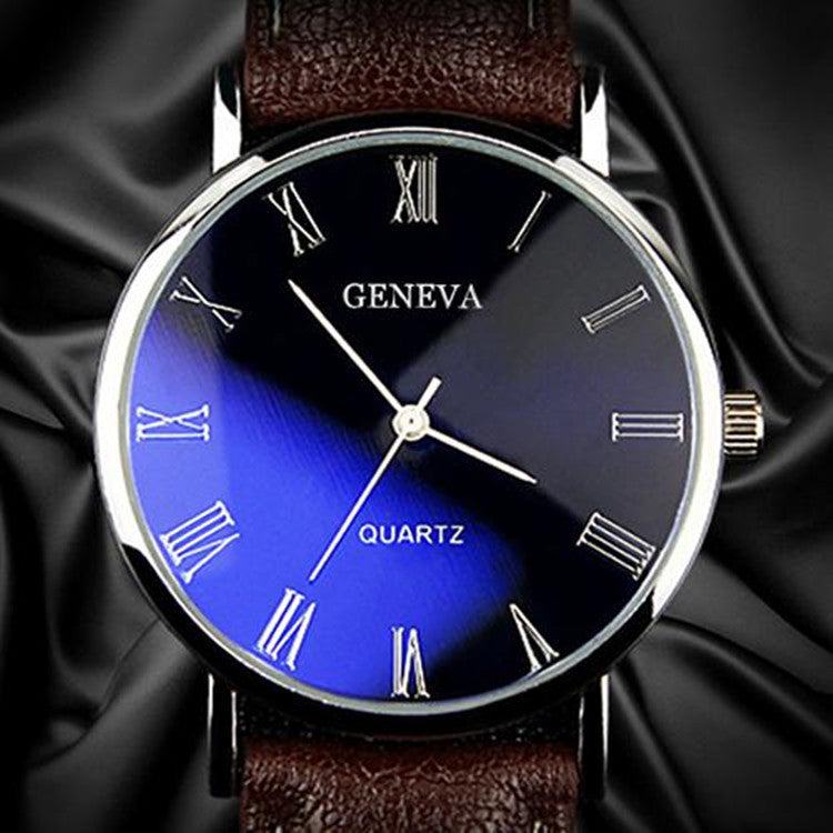 Watch Fashion Blu-ray Roman Literal Business Men's Watch Brand Quartz Watch - Otaj Gifts