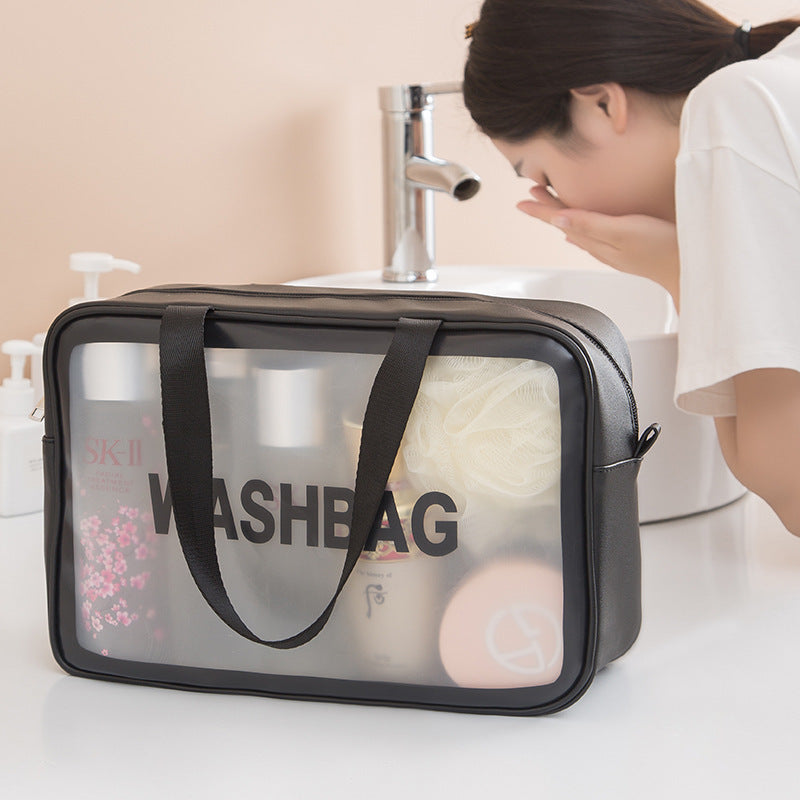 Korean Portable Large-Capacity Portable Travel Transparent Toilet Bag Pu Waterproof Scrub Cosmetic Bag Skin Care Product Storage Bag - Otaj Gifts