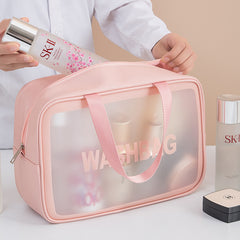 Korean Portable Large-Capacity Portable Travel Transparent Toilet Bag Pu Waterproof Scrub Cosmetic Bag Skin Care Product Storage Bag - Otaj Gifts