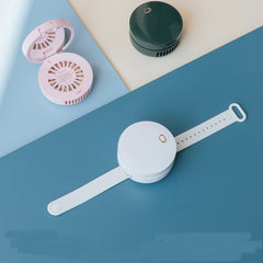 Portable Wrist Fan Mirror Leafless USB Rechargeable 3 Speed Adjustable Air Cooler Handheld - Otaj Gifts