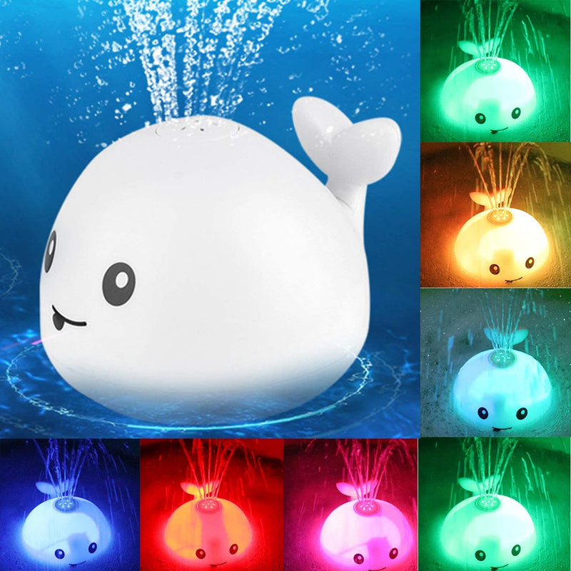 Baby Cute Cartoon Whale Floating Spraying Water Bath Toys With Light Music LED Light Baby Toys - Otaj Gifts