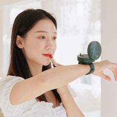 Portable Wrist Fan Mirror Leafless USB Rechargeable 3 Speed Adjustable Air Cooler Handheld - Otaj Gifts