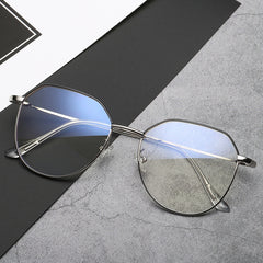 Glasses Myopia With Degree With Glasses Frame Female Korean Retro Metal Round Face Glasses Frame Super Light - Otaj Gifts