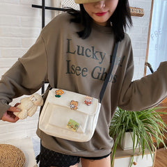 Cute Canvas Small Bag Diagonal Bag All-Match Student Girl Shoulder Bag - Otaj Gifts