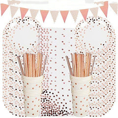 Hot selling Hot Stamping Polka Dot Disposable Tableware Birthday Party Holiday Wedding Party Layout Supplies Combo Package - Otaj Gifts