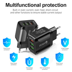Fast Charge Mobile Phone Charger 3USB Smart European Standard American Standard British Standard 5V9V12V Multiport Travel Charger - Otaj Gifts