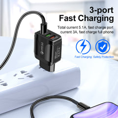 Fast Charge Mobile Phone Charger 3USB Smart European Standard American Standard British Standard 5V9V12V Multiport Travel Charger - Otaj Gifts