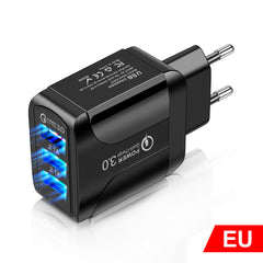 Fast Charge Mobile Phone Charger 3USB Smart European Standard American Standard British Standard 5V9V12V Multiport Travel Charger - Otaj Gifts