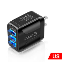 Fast Charge Mobile Phone Charger 3USB Smart European Standard American Standard British Standard 5V9V12V Multiport Travel Charger - Otaj Gifts