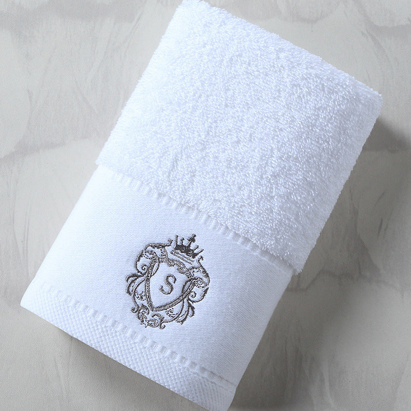 Pure Cotton Bath Towel Oversized Embroidered Absorbent Facial Towel - Otaj Gifts