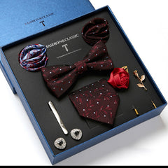 New Men's Gift Box Tie Fashion Business Striped Necktie Square Scarf Combination Set Gift Box Gift - Otaj Gifts