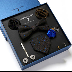 New Men's Gift Box Tie Fashion Business Striped Necktie Square Scarf Combination Set Gift Box Gift - Otaj Gifts