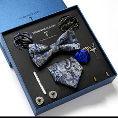 New Men's Gift Box Tie Fashion Business Striped Necktie Square Scarf Combination Set Gift Box Gift - Otaj Gifts