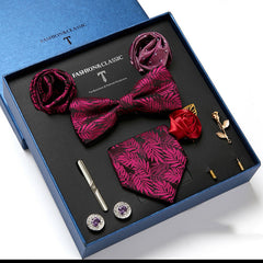 New Men's Gift Box Tie Fashion Business Striped Necktie Square Scarf Combination Set Gift Box Gift - Otaj Gifts