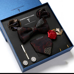 New Men's Gift Box Tie Fashion Business Striped Necktie Square Scarf Combination Set Gift Box Gift - Otaj Gifts