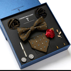 New Men's Gift Box Tie Fashion Business Striped Necktie Square Scarf Combination Set Gift Box Gift - Otaj Gifts