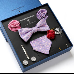 New Men's Gift Box Tie Fashion Business Striped Necktie Square Scarf Combination Set Gift Box Gift - Otaj Gifts