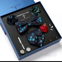 New Men's Gift Box Tie Fashion Business Striped Necktie Square Scarf Combination Set Gift Box Gift - Otaj Gifts