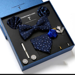 New Men's Gift Box Tie Fashion Business Striped Necktie Square Scarf Combination Set Gift Box Gift - Otaj Gifts