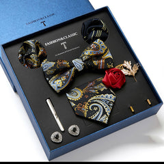 New Men's Gift Box Tie Fashion Business Striped Necktie Square Scarf Combination Set Gift Box Gift - Otaj Gifts