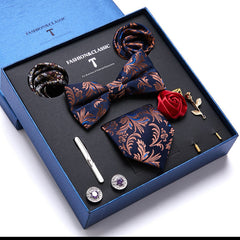 New Men's Gift Box Tie Fashion Business Striped Necktie Square Scarf Combination Set Gift Box Gift - Otaj Gifts