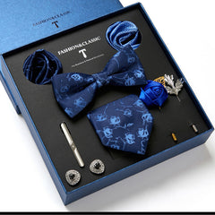 New Men's Gift Box Tie Fashion Business Striped Necktie Square Scarf Combination Set Gift Box Gift - Otaj Gifts