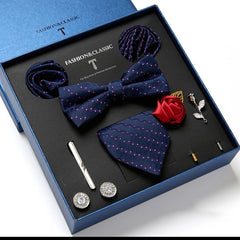 New Men's Gift Box Tie Fashion Business Striped Necktie Square Scarf Combination Set Gift Box Gift - Otaj Gifts