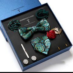 New Men's Gift Box Tie Fashion Business Striped Necktie Square Scarf Combination Set Gift Box Gift - Otaj Gifts