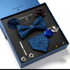 New Men's Gift Box Tie Fashion Business Striped Necktie Square Scarf Combination Set Gift Box Gift - Otaj Gifts