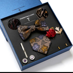 New Men's Gift Box Tie Fashion Business Striped Necktie Square Scarf Combination Set Gift Box Gift - Otaj Gifts