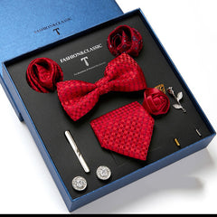 New Men's Gift Box Tie Fashion Business Striped Necktie Square Scarf Combination Set Gift Box Gift - Otaj Gifts