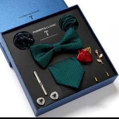 New Men's Gift Box Tie Fashion Business Striped Necktie Square Scarf Combination Set Gift Box Gift - Otaj Gifts