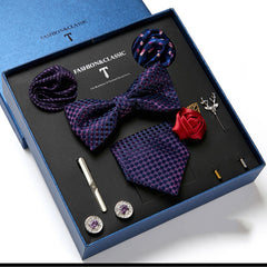New Men's Gift Box Tie Fashion Business Striped Necktie Square Scarf Combination Set Gift Box Gift - Otaj Gifts