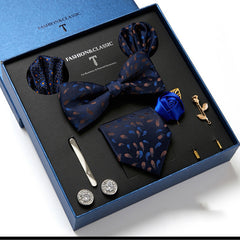 New Men's Gift Box Tie Fashion Business Striped Necktie Square Scarf Combination Set Gift Box Gift - Otaj Gifts