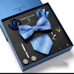 New Men's Gift Box Tie Fashion Business Striped Necktie Square Scarf Combination Set Gift Box Gift - Otaj Gifts